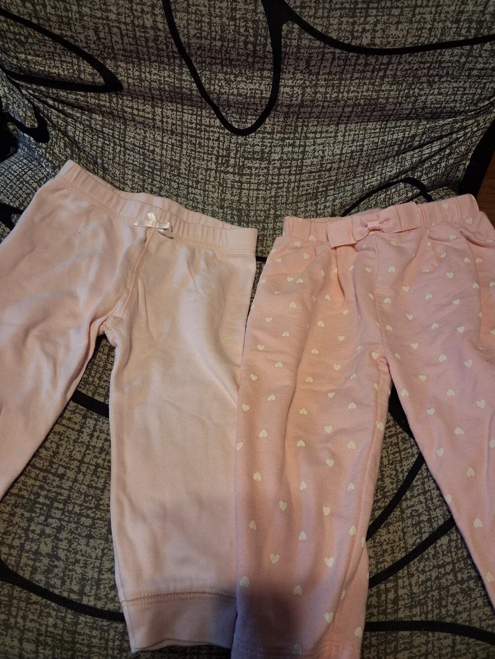 Children's Place Girls' Pink Heart and Solid Knit Pants - Pack of 2